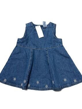 NWT GAP denim dress with flare and embroidery detail, 12-18 months